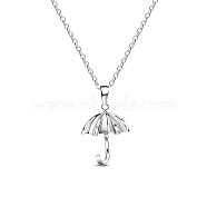 SHEGRACE Cute Design Rhodium Plated 925 Sterling Silver Necklace, with Umbrella Pendant, Platinum, 17.7 inch(JN435A)