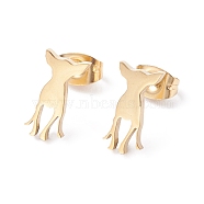 Deer Shape 304 Stainless Steel Stud Earrings for Women, Golden, 12x6mm, Pin: 0.7mm(EJEW-Z017-11G)