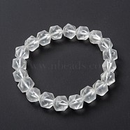 Frosted Glass Beads Stretch Bracelets, Faceted, Polygon, Clear, Beads: 9~9.5x9~9.5mm, Inner Diameter: 2-1/8 inch(5.4cm)(BJEW-I296-10D-01)