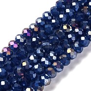 Baking Electroplate Glass Beads Strands, AB Color, Faceted, Round, Royal Blue, 6x5mm, Hole: 1mm, about 83~84pcs/strand, 16.14''(41~41.5cm)(DGLA-A039-J6MM-B04)