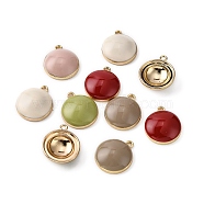Alloy Pendants, with Enamel, Flat Round, Light Gold, Mixed Color, 21x18x6mm, Hole: 1.8mm(ENAM-S116-49)