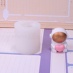 DIY Silicone Statue Molds, Resin Casting Molds, Clay Craft Mold Tools, Astronaut with Heart, White, 60x65mm(DIY-P026-01)