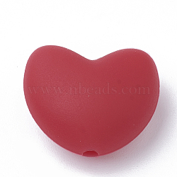 Food Grade Eco-Friendly Silicone Focal Beads, Chewing Beads For Teethers, DIY Nursing Necklaces Making, Heart, Red, 16x19x10mm, Hole: 2.5mm(SIL-T046-04)