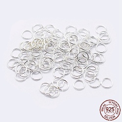 925 Sterling Silver Open Jump Rings, Round Rings, Silver, 19 Gauge, 6x0.9mm, Inner Diameter: 4mm, about 93pcs/10g(STER-F036-02S-0.9x6mm)