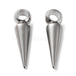 304 Stainless Steel Pendants, Cone Charm, Stainless Steel Color, 21x5.5mm, Hole: 3.2mm(STAS-M323-28P)