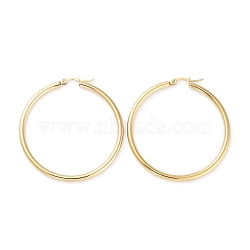 Ring 304 Stainless Steel Hoop Earrings for Women Men, Ion Plating(IP), Real 18K Gold Plated, 9 Gauge, 50x3mm, Pin: 0.6mm(EJEW-B049-01G-G)