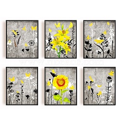 Chemical Fiber Oil Canvas Hanging Painting, Home Wall Decoration, Rectangle, Sunflower Pattern, 250x200mm, 6 style, 1pc/style, 6pcs/set(AJEW-WH0173-146)