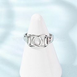 304 Stainless Steel Cuff Open Rings, Oval, Stainless Steel Color, 9mm, Inner Diameter: 18mm(RJEW-P191-05P)