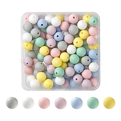 7 Colors Food Grade Eco-Friendly Silicone Beads, Chewing Beads For Teethers, DIY Nursing Necklaces Making, Round, Mixed Color, 12mm, Hole: 2mm, 100pcs/box(SIL-LS0001-02B)