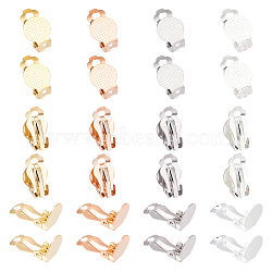 40Pcs 4 Colors 304 Stainless Steel Clip-on Earring Findings, with Round Flat Pad, Flat Round, Mixed Color, Tray: 9.8mm, 16x10x7mm, 10pcs/color(STAS-UN0033-36)