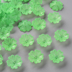 Transparent Frosted Acrylic Bead Caps, 5-Petal, Flower, Light Green, 16.5x6mm, Hole: 1.6mm, about 959pcs/500g(MACR-S371-04A-733)