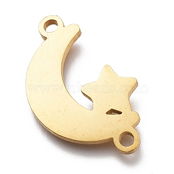 304 Stainless Steel Links Connectors, Laser Cut, Moon With Star, Golden, 12x20x1mm, Hole: 1.5mm(X-STAS-N094-32G)