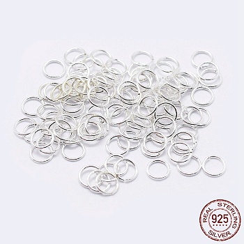 925 Sterling Silver Open Jump Rings, Round Rings, Silver, 19 Gauge, 6x0.9mm, Inner Diameter: 4mm, about 93pcs/10g