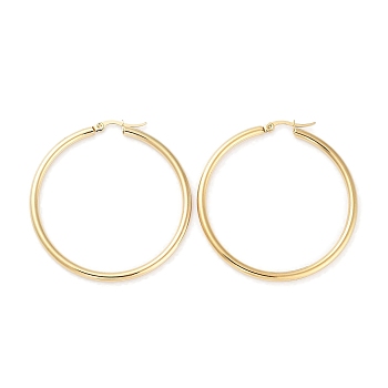 Ring 304 Stainless Steel Hoop Earrings for Women Men, Golden, 9 Gauge, 50x3mm, Pin: 0.6mm