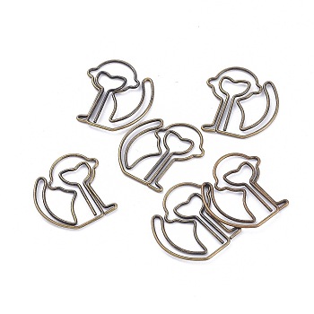 Monkey Shape Iron Paperclips, Cute Paper Clips, Funny Bookmark Marking Clips, Antique Bronze, 28x25x1mm, 10pcs/box