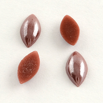 Pearlized Plated Opaque Glass Cabochons, Horse Eye, Sienna, 14x7x3.5mm