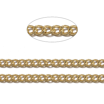 Brass Twisted Chains, Curb Chains, Unwelded, with Spool, Lead Free & Nickel Free & Cadmium Free, Golden, 2x1.5x1mm, about 301.83 Feet(92m)/roll
