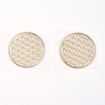 Metal Stickers, Geometry Album Embellishment DIY Scrapbooking Decoration, Flat Round, Gold, 24x0.3mm