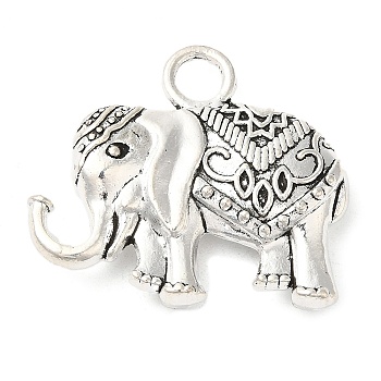 Elephant Tibetan Style Alloy Pendants, Cadmium Free & Lead Free, Antique Silver, 29x33x7mm, Hole: 4.5mm, about 70pcs/1000g