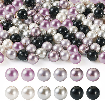 150Pcs 6 Colors Shell Pearl Beads Sets, Round, Mixed Color, 8mm, Hole: 1mm, 25pcs/color