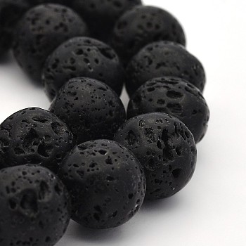 Natural Lava Rock Round Beads Strands, 12mm, Hole: 2.5mm, about 32pcs/strand, 15 inch