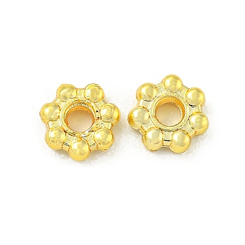 Rack Plating Zinc Alloy Spacer Beads, Long-Lasting Plated, Flower, Real 18K Gold Plated, 4x1.5mm, Hole: 1.2mm