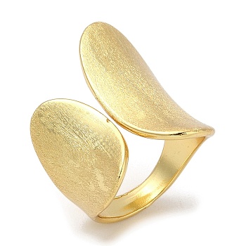 Rack Plating Brass Cuff Finger Rings for Women, Cadmium Free & Lead Free, Long-Lasting Plated, Real 18K Gold Plated, Fan, 28mm, Inner Diameter: 18mm