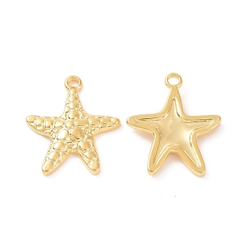 Ion Plating(IP) 304 Stainless Steel Pendants, Starfish Charms, Golden, 23x19.5x3mm, Hole: 1.8mm