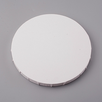 Flat Round Shape Blank Canvas, Linen Covered Wood Primed Framed, for Painting Drawing, White, 200x16mm