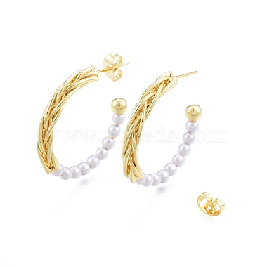 Boucles d'oreilles en plastique ABS imitation perle perlée(EJEW-I269-05G)-2