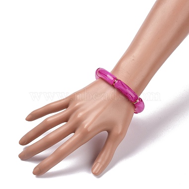 Acrylic Tube Beaded Stretch Bracelets(X-BJEW-JB07774-01)-2