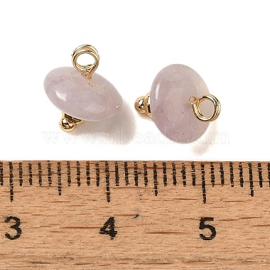 Natural Lepidolite Rondelle Charms with Rack Plating Brass Loops(G-G110-05B-09)-3