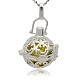 Silver Color Plated Brass Hollow Round Cage Pendants(KK-J216-08S)-1
