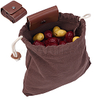 1pc Canvas & PU Leather Fold Storage Tool Bags, with Drawstring, Rectangle, Saddle Brown, 10.2x8.2x4.3cm(ABAG-GF0001-38)