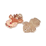 Christmas Alloy Enamel Pendants, Elk Charm, Light Gold, Colorful, 20.5x14.5x1mm, Hole: 2mm(X-ENAM-M056-01KCG)