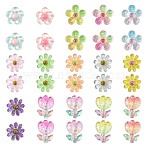 30Pcs 15 Styles Acrylic Cabochons, Flower, Mixed Color, 22~30x21.5~25mm, 2pcs/style(MACR-SZ0001-91)