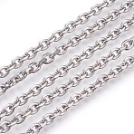 Tarnish Resistant 201 Stainless Steel Cable Chains, Diamond Cut Chains, Unwelded, Faceted, Oval, Stainless Steel Color, 3.5mm, Links: 5x3.5x1mm(CHS-L017-23C)