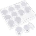 Plastic Packaging Display Box, with Foam Matx & Rectangle External Packing Box, for Bare Stone and Naked Diamond, Column, White, 3x1.5cm, 12pcs/set(CON-WH0080-87A)
