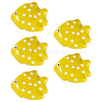 5Pcs Handmade Porcelain Beads, Polka Dot Fish, Famille Rose Porcelain, Gold, 16.5x19.5~20.5x8.5~9.5mm, Hole: 1.8~2mm(PORC-TADJ0001-05C)