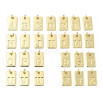 26Pcs Brass Pendants, Rectangle with Letter Charms, Rack Plating, Lead Free & Cadmium Free, Long-Lasting Plated, with Jump Ring, Letter A~Z, 15.5x10x1.3mm, Hole: 3.4mm(KK-H206-10G)