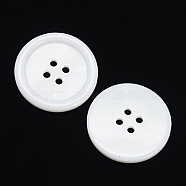 Resin Buttons, Dyed, Flat Round, White, 25x3mm, Hole: 2mm, 98pcs/bag(RESI-D030-25mm-01)