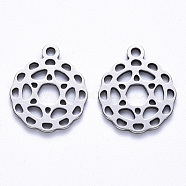 304 Stainless Steel Pendants, Flat Round, Stainless Steel Color, 17.5x15x1mm, Hole: 1.6mm(STAS-S113-006)