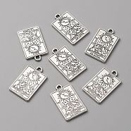 Zinc Tibetan Style Alloy Pendants, Antique Silver, Rectangle with Tarot Cards Pattern, Antique Silver, 23x14x1.5mm, Hole: 1.8mm(FIND-WH0116-78AS-02)