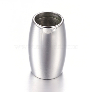 Barrel 304 Stainless Steel Magnetic Clasps with Glue-in Ends, Stainless Steel Color, 21.7x12mm, Hole: 8mm(STAS-I026-05)