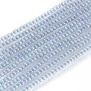 Electroplate Glass Beads Strands, Round, Pear Luster Plated, Light Blue, 2mm, Hole: 0.6mm, about 180pcs/strand, 14.17 inch(36cm)(EGLA-I013-2mm-PL02)