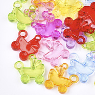 Transparent Acrylic Pendants, Baby Carriage, Mixed Color, 29x28x7mm, Hole: 3mm, about 245pcs/500g(TACR-S133-014)