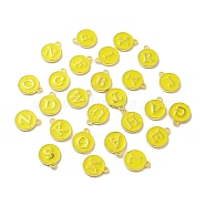 (Defective Closeout Sale: Oxidized)Alloy Letter A~Z Alphabet Enamel Charms, Flat Round Disc Double Sided Charms, Golden, 14x12x2mm, Hole: 1.5mm, 26pcs/set(ENAM-XCP0001-40G)