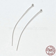 925 Sterling Silver Ball Head Pins, Silver, 30x0.5mm(24 Gauge), Ball: 1.8mm, about 181pcs/20g(STER-F018-03G)