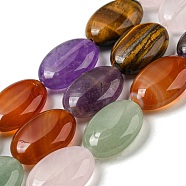 Natural Amethyst & Rose Quartz & Red Agate & Green Aventurine & Tiger Eye Beads Strands, Flat Oval, 18x13x6~6.5mm, Hole: 1.2mm, about 22pcs/strand, 15.59''(39.6cm)(G-L164-A-16)