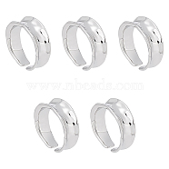 5Pcs Brass Wave Open Cuff Ring for Women, Platinum, US Size 5 1/4(15.9mm)(RJEW-UN0002-33P)